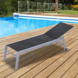 Outsunny® Sonnenliege Gartenliege Relaxliege 5-stufige Rückenlehne Gartenmöbel Alu Schwarz