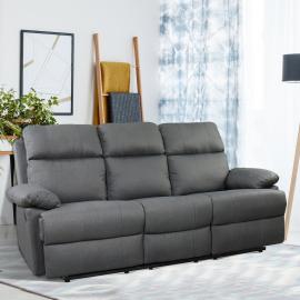 HOMCOM® 3-Sitzer Fernsehsofa | Relaxsofa | Leinen | 185 x 95 x 97 cm | Dunkelgrau