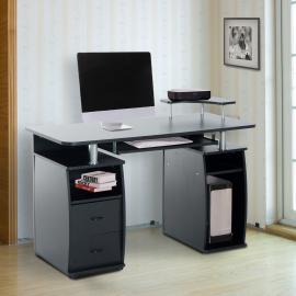 HOMCOM® Computertisch Schreibtisch mit Druckerablage PC Tisch Schwarz