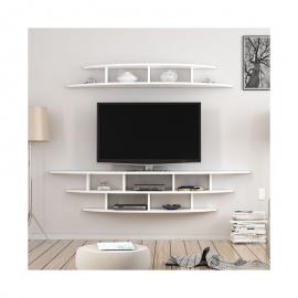 Homemania - Alvino TV-Schrank - Modern aus Mauer - mit Einlegeboden, Einlegeboeden - vom Wohnzimmer - Weiss aus Holz, 176 x 35 x 35 cm
