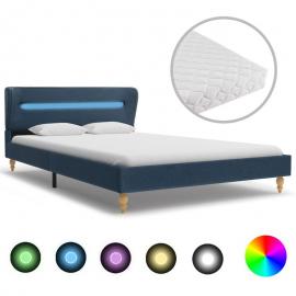Vidaxl - Bett mit LED Matratze Stoff Blau 140×200cm