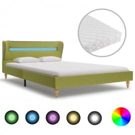 Vidaxl - Bett mit LED Matratze Stoff Grün 140×200cm