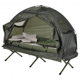 Outsunny® Campingbett Set mit Zelt Schlafsack Matratze 4 in 1 faltbar Dunkelgrün
