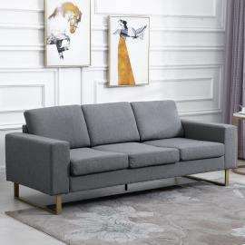 HOMCOM® Polstersofa 3-Sitzer Sofa Stoffsofa Sitzmöbel Armlehne Leinen dunkelgrau 200 x 82 x 78 cm