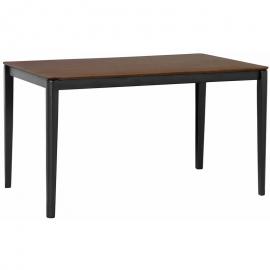 Esstisch Braun mit Schwarz MDF Tischplatte Gummibaumholz Tischbeine Matt Rechteckig Modern Industriell - Dunkler Holzfarbton