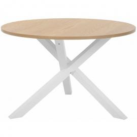 Beliani - Esstisch Braun mit Weiß Holzoptik MDF Tischplatte Glänzend Rund Modern Landhausstil - Heller Holzfarbton