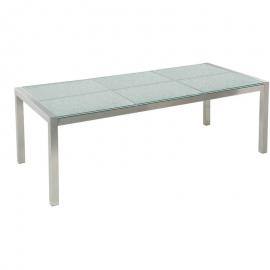 Beliani - Gartentisch silber Sicherheitsglas Eis-crashglas Edelstahl 180 x 90 cm geteilte Tischplatte modern Outdoor