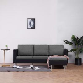 3-Sitzer-Sofa mit Kissen Schwarz Kunstleder VD23489 - Hommoo