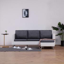 3-Sitzer-Sofa mit Kissen Weiß Kunstleder VD23488 - Hommoo