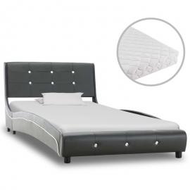 Hommoo Bett mit Matratze Grau Kunstleder 90 x 200 cm VD20239