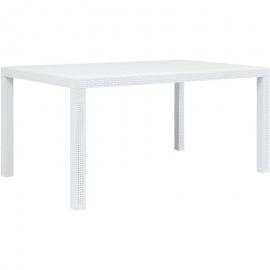 Gartentisch Weiß 150 x 90 x 72 cm Kunststoff Rattan-Optik VD29734 - Hommoo