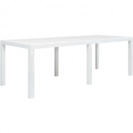 Gartentisch Weiß 220 x 90 x 72 cm Kunststoff Rattan-Optik VD29737 - Hommoo