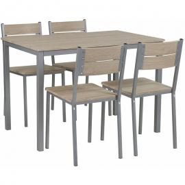 Beliani - Essgruppe Grau/Braun Stahl und MDF-Platte in Holzoptik rechteckiger Tisch mit 4 Stühlen Moderner Industrieller Stil Wohnzimmer Wohnküche