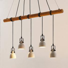 Lindby Mirka LED-Hängeleuchte aus Beton und Holz