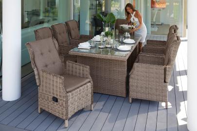 MERXX Gartenmöbelset Riviera 17-tlg 8 Sessel Tisch 200x100 cm Kunststoff/Stahl