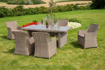 MERXX Gartenmöbelset Riviera NL 13-tlg 6 Sessel Tisch 200x100 Kunststoff/Stahl