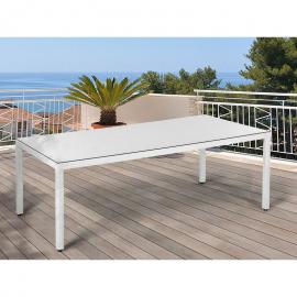 Beliani - Gartentisch weiß Polyrattan Aluminium Sicherheitsglas 220x100 cm Outdoor