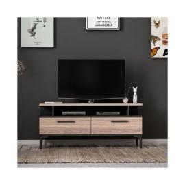 Sery TV-Schrank - Modern - mit Tueren, Regalen - vom Wohnzimmer - Schwarz, Holz aus Holz, 120 x 35 x 52 cm