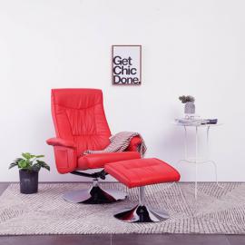 vidaXL Sessel mit Fußhocker Kunstleder Rot - Rot