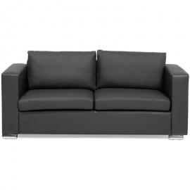 Sofa 3-Sitzer Schwarz aus Leder in geradliniger Form Modernes Design - Schwarz